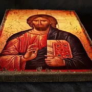 Икона "Христос Вседержитель" + подставка — оригинальный подарок — фотография 7