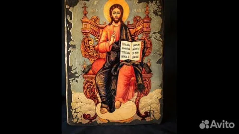 Подарочная икона деревянная "Спас-Вседержитель на троне"