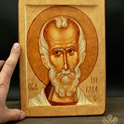 Икона Святого Николая. Дерево — необычный подарок — фотография 1