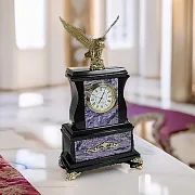 Настольные часы «Орел» из чароита и долерита — красивый подарок — фотография 1