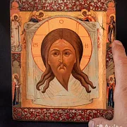 Икона Спас Нерукотворный («Спас Мокрая Брада») — оригинальный подарок — фотография 3