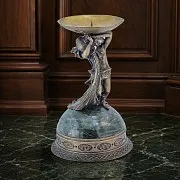 Подсвечник «Водолей» из бронзы и змеевика в подарок — фотография 1
