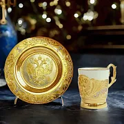 Кофейная чашка с блюдцем "Герб". Златоуст — оригинальный подарок — фотография 1