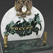 На память: Часы «Россия» с гербом и подставками — фотография 2