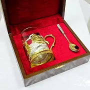 Латунный подстаканник «Корабли» — красивый подарок — фотография 2