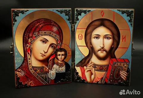 Складень деревянный. Венчальная пара Казанская Бог — необычный подарок