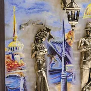 Ручная работа: Бронзовая картина «Пара. Набережная. Мост» — фотография 6