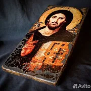На память: Икона деревянная " Спас Синайский" — фотография 4
