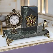 Часы «Элина» с орлом УИС и подставкой — оригинальный подарок — фотография 1
