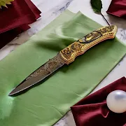 Складной нож «Волк и луна» — оригинальный подарок — фотография 1
