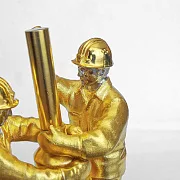 Бронзовая композиция «Нефтяники» с яшмой и позолотой — необычный подарок — фотография 2